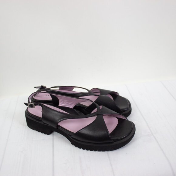 Taryn Rose Leather Slingback Sandals US 11 EU 41 Chunky Sole Italy Made - Picture 3 of 6